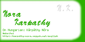 nora karpathy business card